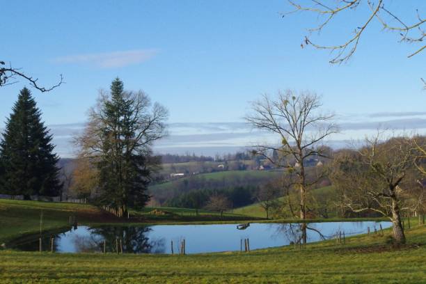 istock Autumn background, beautiful lake with an exceptional view on the valley 1031316556