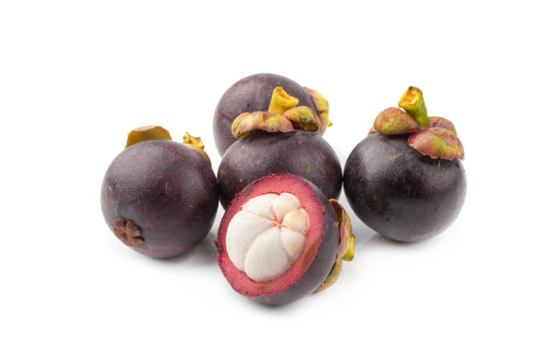 istock Ripe mangosteen fruit isolated on a white background 1031321240