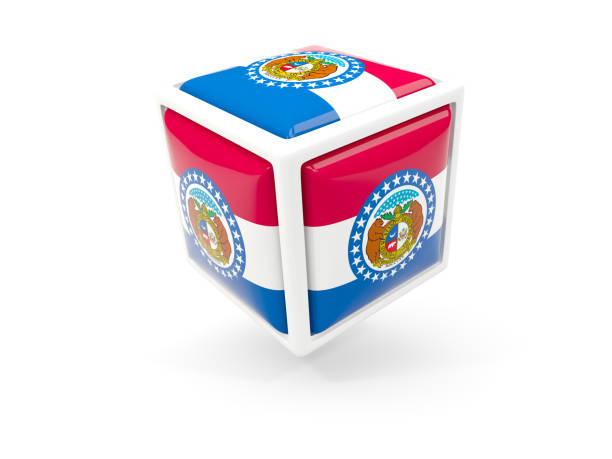 missouri state flag in cube icon. United states local flags. 3D illustration