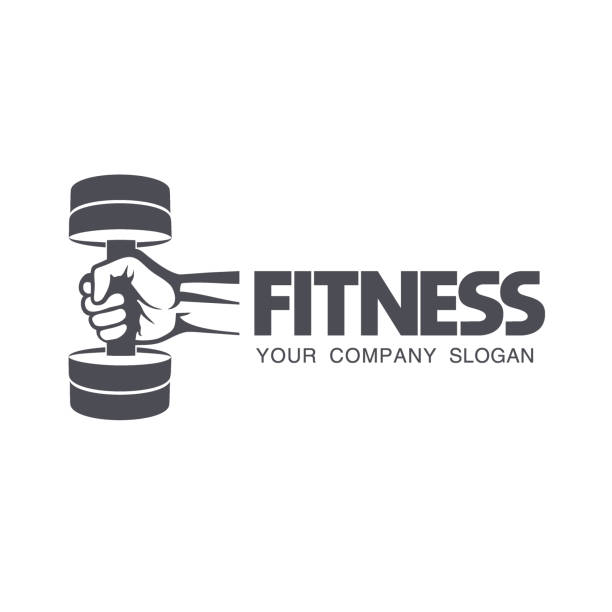 vektor-design-element für fitnessclub. - barbell exercising sport gym stock-grafiken, -clipart, -cartoons und -symbole