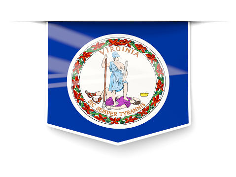 virginia state flag square label with shadow. United states local flags. 3D illustration