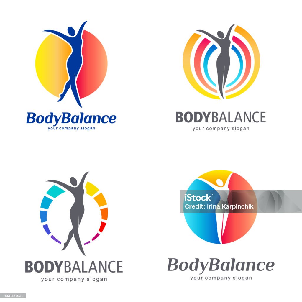 Fitness and wellness vector template. Body balance icon set Logo stock vector