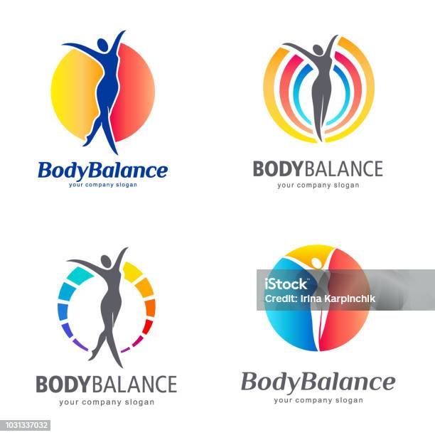 Fitness And Wellness Vector Template Body Balance Icon Set Stock Illustration - Download Image Now