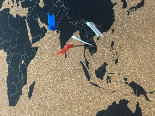 istock close up of map world wooden board 1031340090