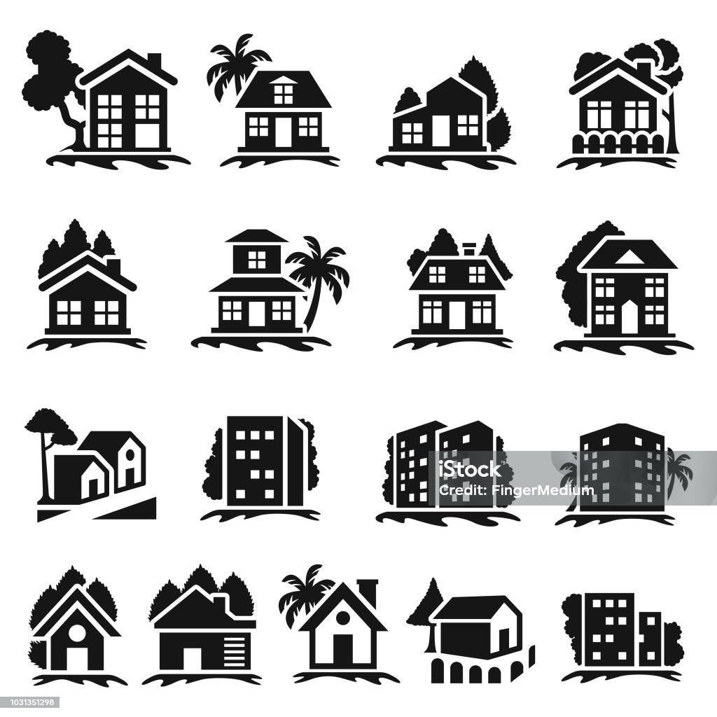 Real estate icon set Hut stock vector