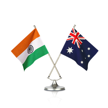 Two crossed national flags on white background