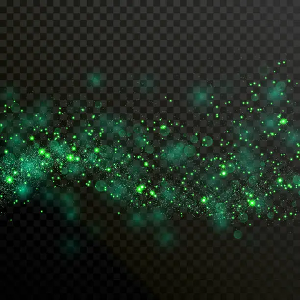 Vector illustration of Green glitter vector particle glow bokeh light