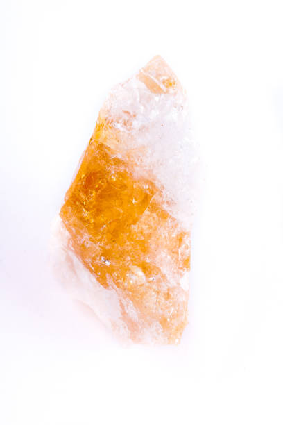 istock Macro mineral of Citrine stone on white background close up 1031355770