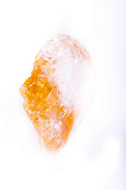 istock Macro mineral of Citrine stone on white background close up 1031355786
