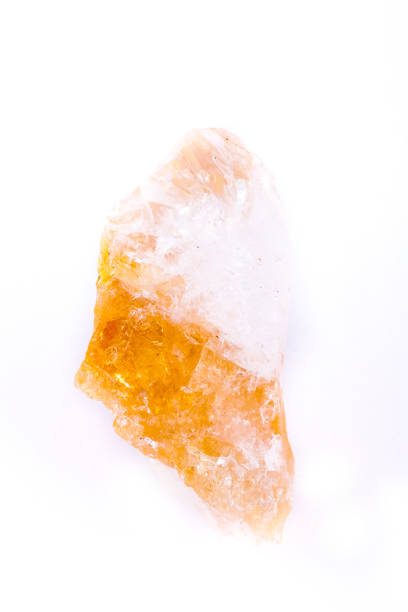 istock Macro mineral of Citrine stone on white background close up 1031355790