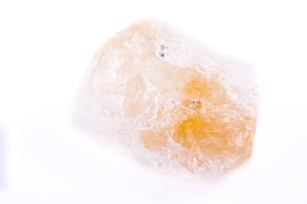 istock Macro mineral of Citrine stone on white background close up 1031357376