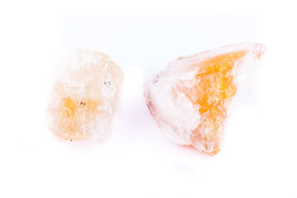 istock Macro mineral of Citrine stone on white background close up 1031357880