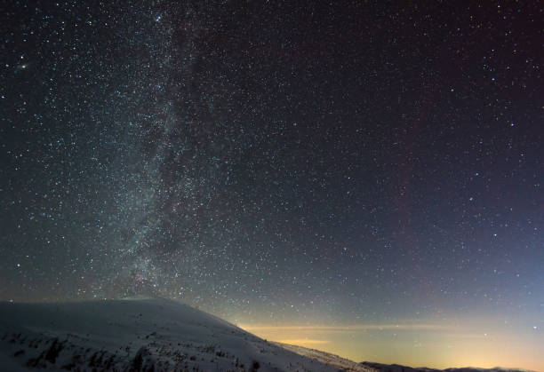 istock Night stars and milky way in winter 1031358130