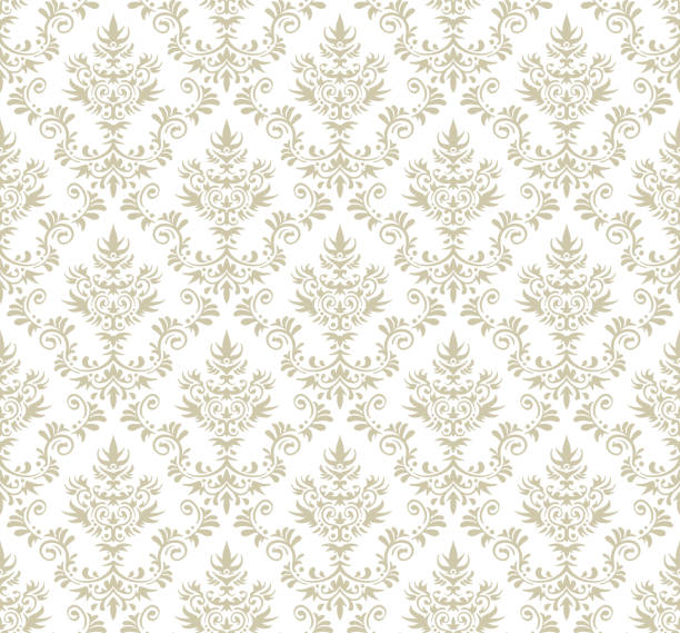 bezszwowy kwiatowy wzór damasceńskiej - pattern retro revival old fashioned wallpaper stock illustrations