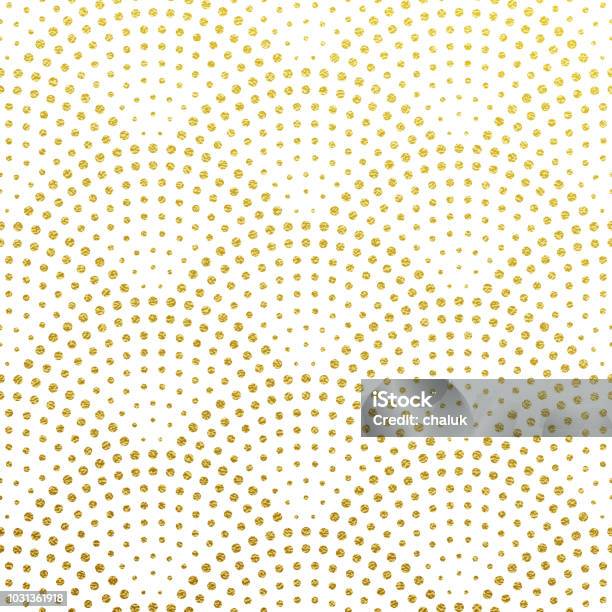 Seamless Pattern Vector Background Of Glittery Golden Scales Or Fountain Confetti In Retro Gatsby Design With Art Deco Gold Glittering Dots On White Stock Illustration - Download Image Now