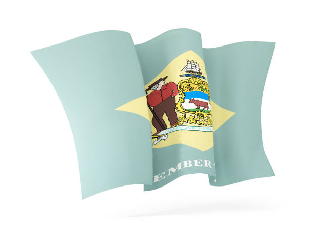 delaware state flag waving icon close up. United states local flags delaware state flag waving icon close up. United states local flags. 3D illustration delaware us state photos stock pictures, royalty-free photos & images