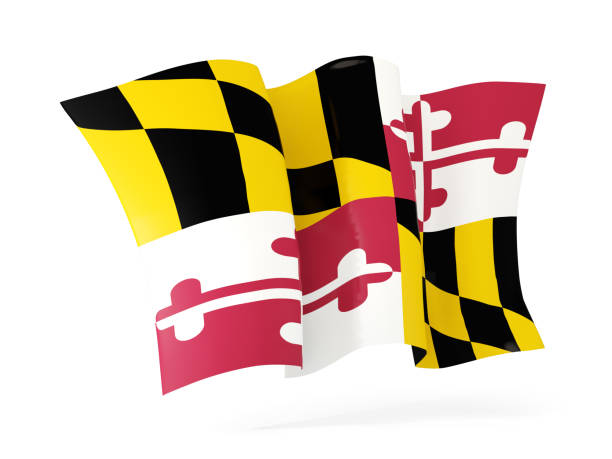 maryland state flag waving icon close up. United states local flags maryland state flag waving icon close up. United states local flags. 3D illustration maryland us state photos stock pictures, royalty-free photos & images