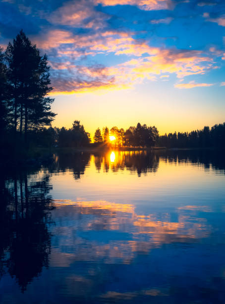 Summer night sunset from Sotkamo, Finland.