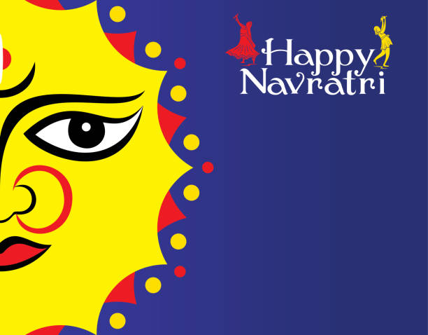 celebrate indian navratri festival poster design Celebrate navratri festival with dancing garba design vector illustration. Navratri dresses stock illustrations