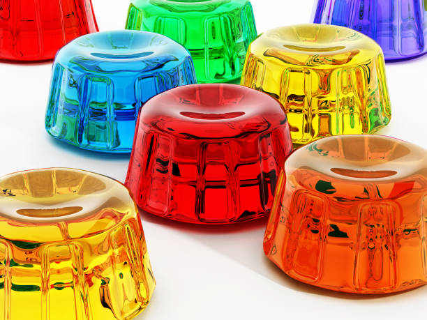 Vibrant colored jellies isolated on white.