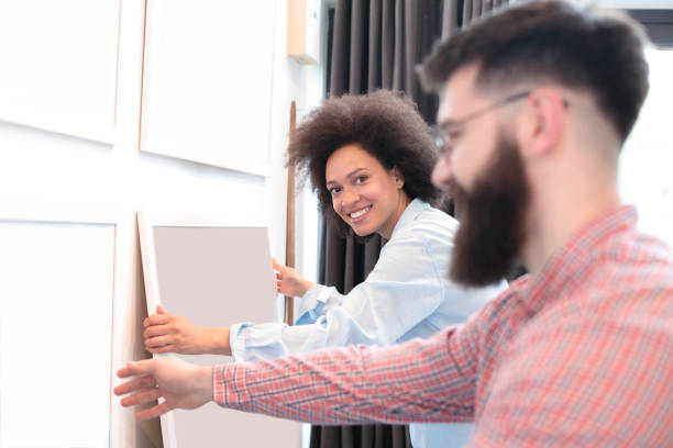 istock Mixed race couple in living room 1031384650