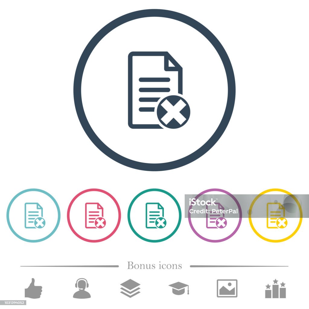 Cancel document flat color icons in round outlines Cancel document flat color icons in round outlines. 6 bonus icons included. Arguing stock vector