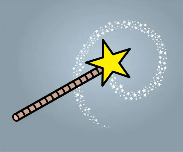 Vector illustration of magic wand with a stars