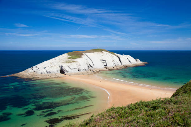 Cantabria, Costa Quebrada, spectacular beach Playa de Covachos