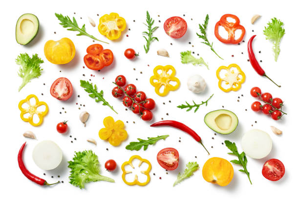 istock top view of different herbs and vegetables isolated on white background 1031400780