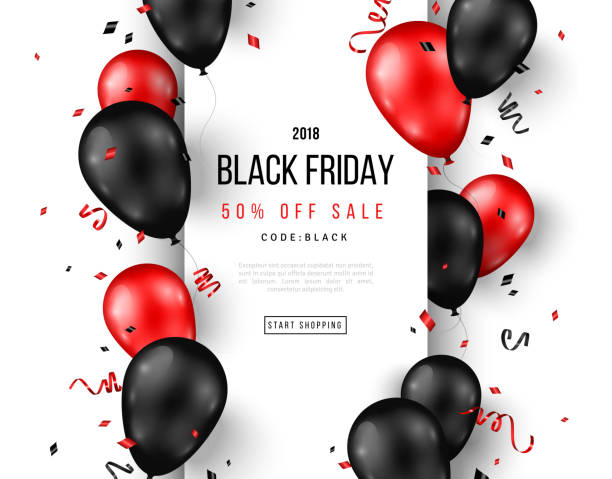 ilustrações, clipart, desenhos animados e ícones de cartaz de venda de black friday - three dimensional vertical shiny colors