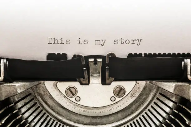 Photo of This is my story typed on a vintage typewriter