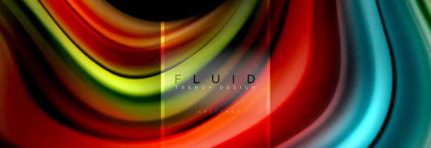 istock Fluid colors abstract background colorful poster, twisted liquid design on black, colorful marble or plastic wave texture backdrop, multicolored template for business or technology presentation or web brochure cover layout, wallpaper 1031407818