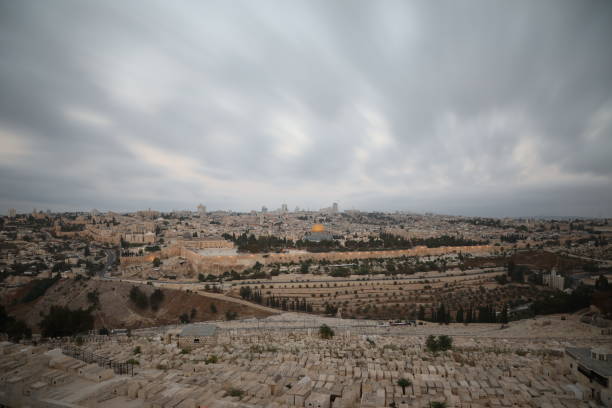 istock Jerusalem old city sunset night aerial view 1031412132