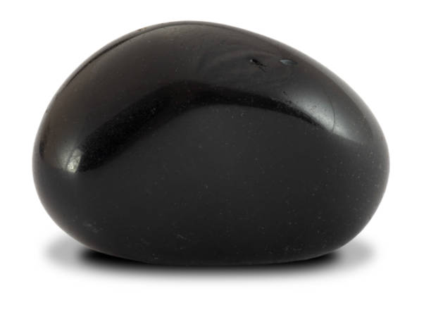 istock Polished obsidian stone isolated on white background 1031422162