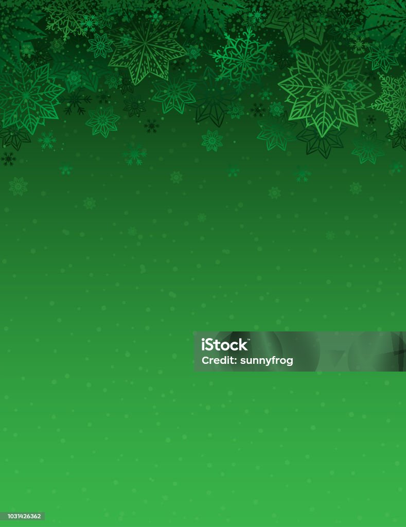 Vert fond de Noël avec des flocons de neige et d’étoiles, vector illustration - clipart vectoriel de Fond libre de droits