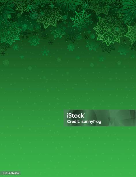 Green Christmas Background With Snowflakes And Stars Vector Illustration Stock Illustration - Download Image Now