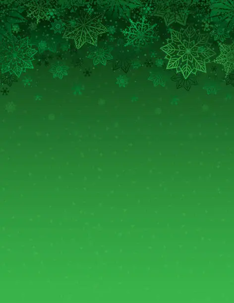Vector illustration of Green christmas background with snowflakes and stars, vector illustration
