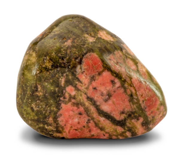 istock Polished unakite stone isolated on white background 1031426682