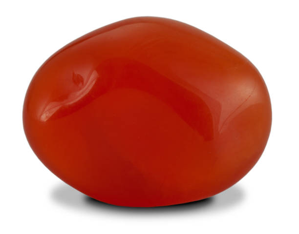 istock Polished carnelian stone isolated on white background 1031429686