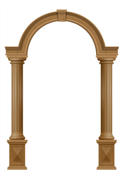 istock Wooden arch of portal door with columns 1031451042