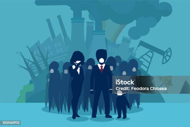 Flat Style Of People In Polluted World Stock Illustration - Download Image Now - Quality, Wind, People
