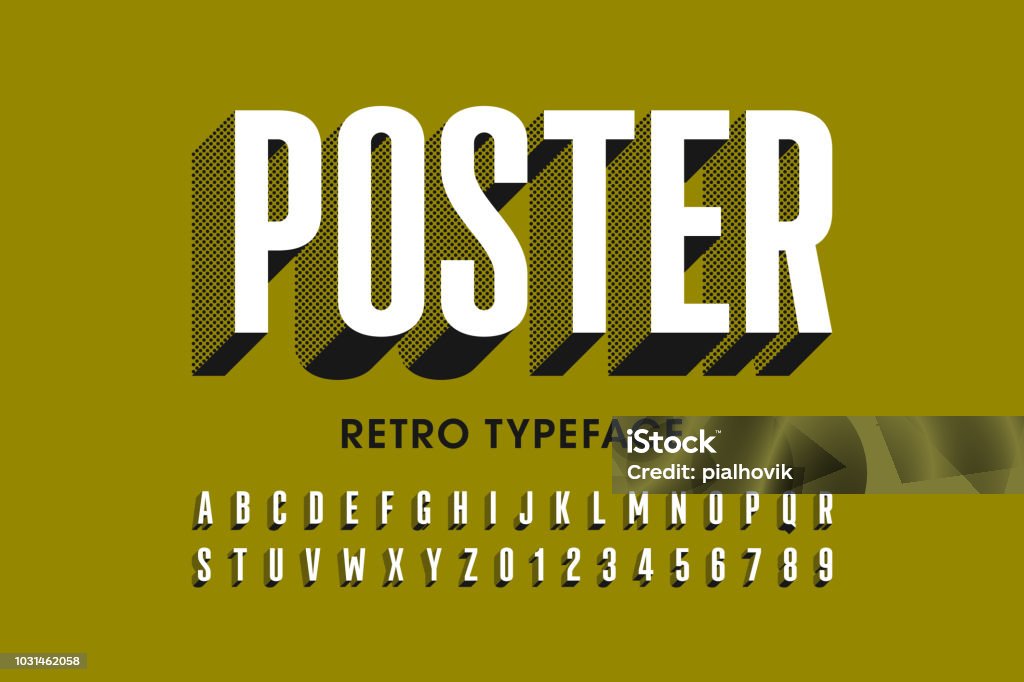 Retro style font design Retro style font design, alphabet letters and numbers vector illustration Typescript stock vector