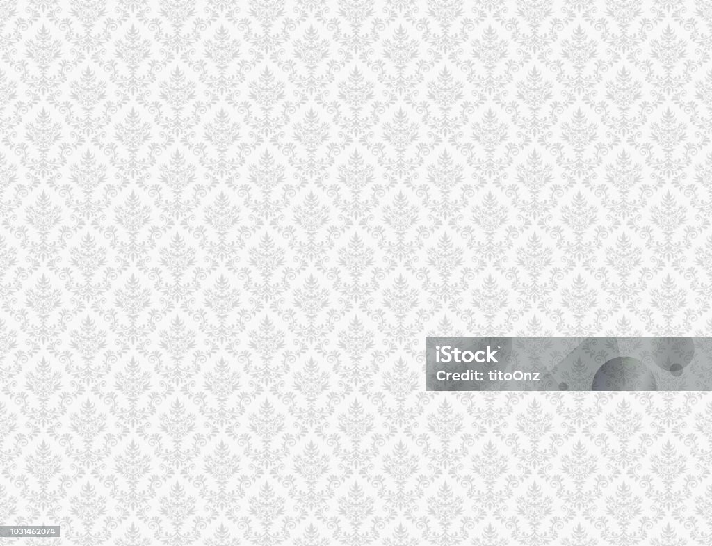 White Wallpaper With Damask Patterns Stock Illustration - Download Image  Now - Pattern, Backgrounds, Damask - iStock