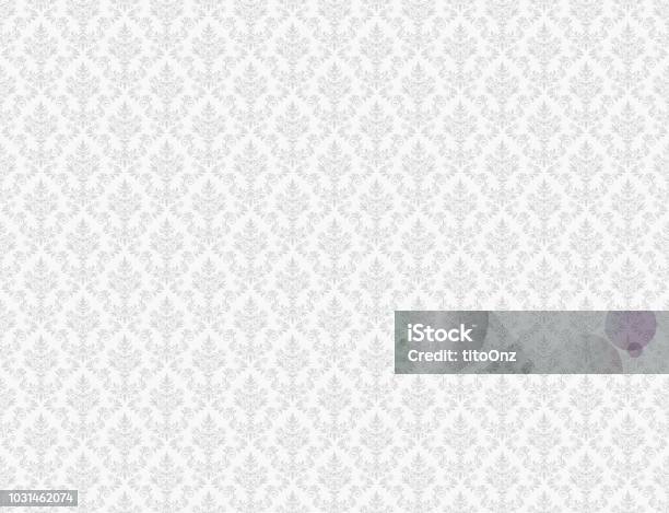 White Wallpaper With Damask Patterns Stock Illustration - Download Image Now - Backgrounds, Pattern, Royalty