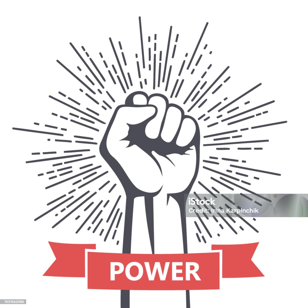 Fist male hand, proletarian protest symbol. Power sign Fist stock vector