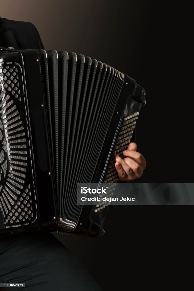 play the accordion man play the accordion, close up Accordion - Instrument Stock Photo