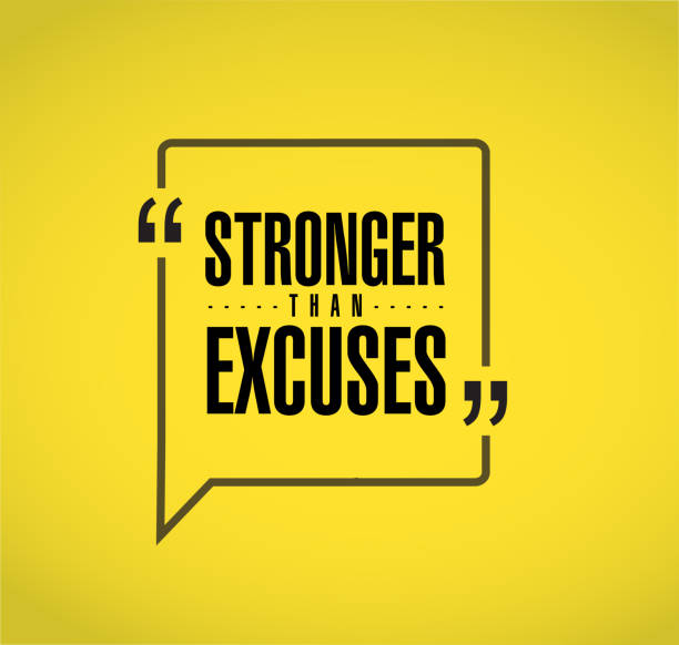 Stronger than Excuses line quote message concept vector art illustration
