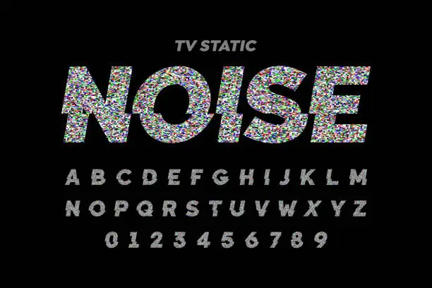 Vector illustration of TV static noise effect font