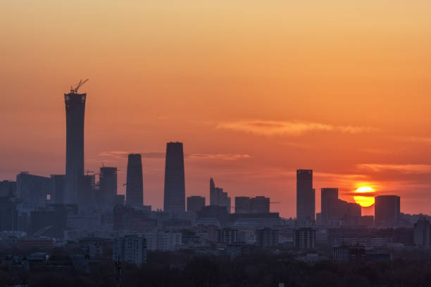 Beijing city CBD sunrise is very beautiful