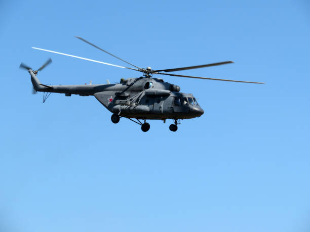 istock Mi-8 (NATO codification: Hip), russian army helicopter in flight 1031469208